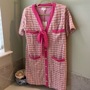 NWT pink tweed lightweight boutique dress, size medium